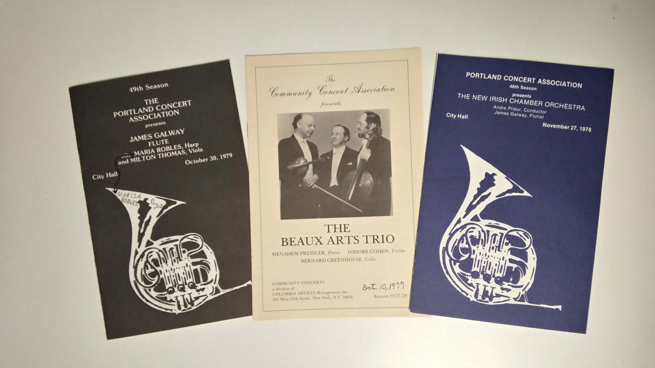 Image of 3 Portland Concert Association program books from the 1970s