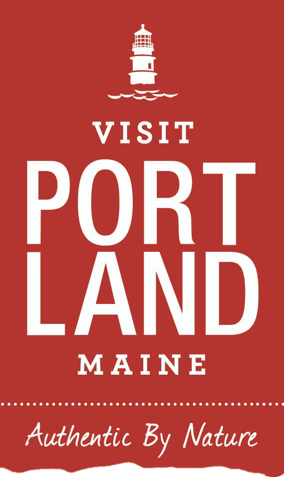 Visit Portland Logo with an icon of a light house
